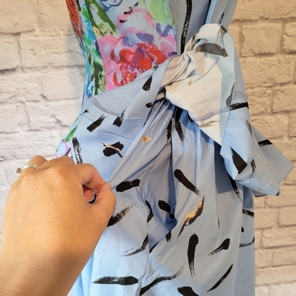 Christopher Kane blue floral brushstrokes peplum sleeveless dress size 2 - Picture 8 of 16